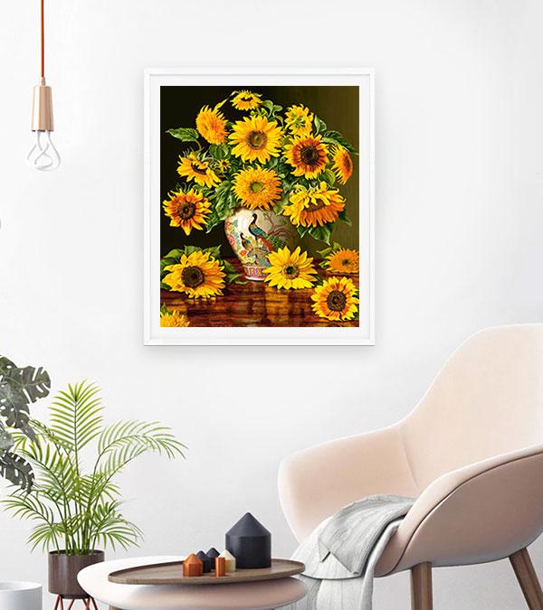 Sunflower In Vase Paint with Diamonds – Art Providore