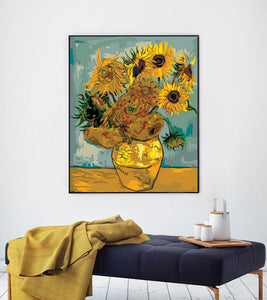 Vase with Twelve Sunflowers Paint with Diamonds - Vincent van Gogh - Art Providore
