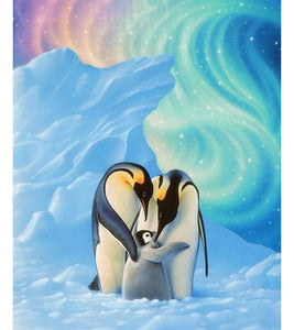 Aurora Penguin Family Paint with Diamonds - Art Providore