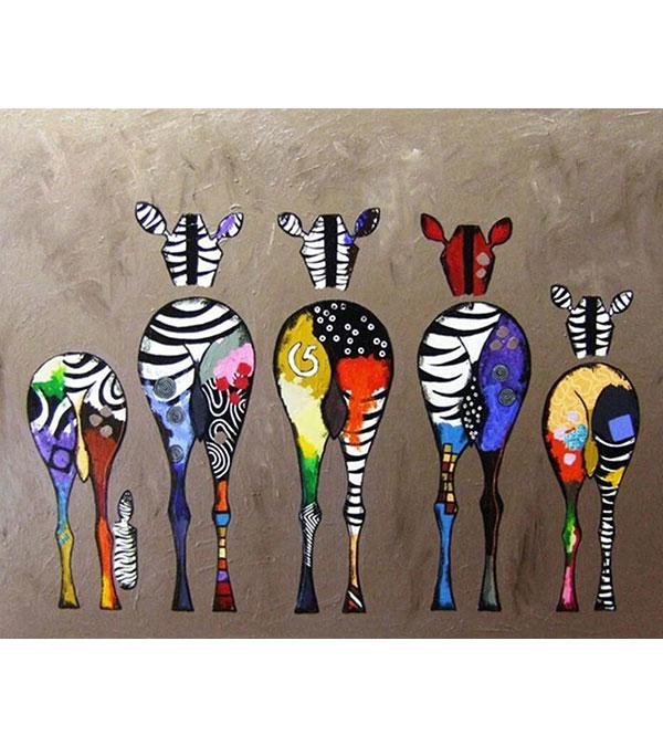 Back of Zebras Paint with Diamonds - Art Providore
