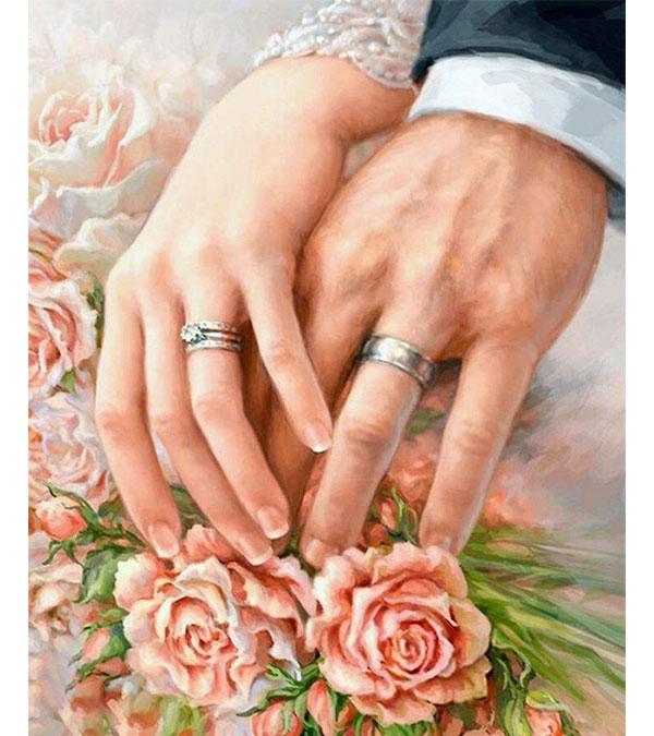 Bride and Groom Holding Hands Paint with Diamonds - Art Providore