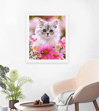 Load image into Gallery viewer, Cat and Flowers Paint with Diamonds - Art Providore