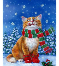 Load image into Gallery viewer, Christmas Cat Paint with Diamonds - Art Providore