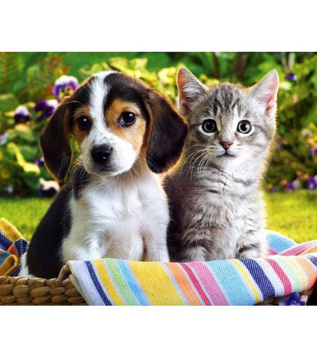 Cute Puppy and Kitten Paint with Diamonds - Art Providore