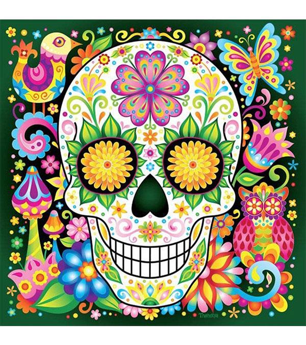 Day of the Dead Floral Skull Paint with Diamonds - Art Providore