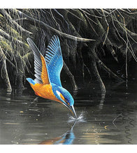 Load image into Gallery viewer, Diving Kingfisher Bird Paint with Diamonds - Art Providore