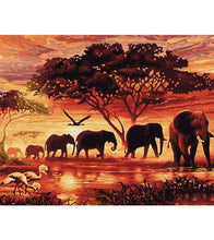 Load image into Gallery viewer, Elephants by the River Paint with Diamonds - Art Providore