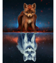 Load image into Gallery viewer, Fox Cub Reflection Paint with Diamonds - Art Providore