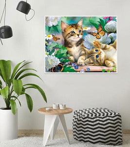 Playful Kittens and Butterflies Paint with Diamonds - Art Providore