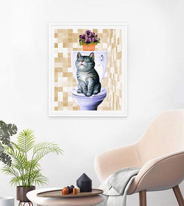 Potty Cat Beige Paint with Diamonds - Art Providore