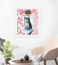 Load image into Gallery viewer, Potty Cat Pink Paint with Diamonds - Art Providore