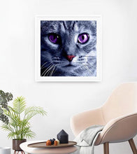 Load image into Gallery viewer, Purple-Eyed Cat Paint with Diamonds - Art Providore