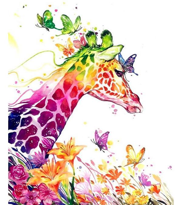 Rainbow Giraffe Paint with Diamonds - Art Providore