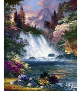 Scenic Waterfall Paint with Diamonds - Art Providore