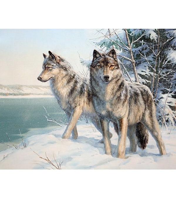 Snow Wolves Paint with Diamonds - Art Providore