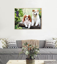 Load image into Gallery viewer, Two Dogs in Garden Paint with Diamonds - Art Providore