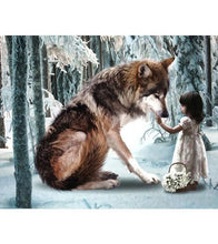 Load image into Gallery viewer, Wolf and Little Girl Paint with Diamonds - Art Providore