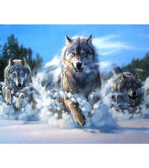 Wolves on the Hunt Paint with Diamonds - Art Providore