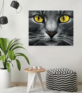 Yellow-Eyed Cat Paint with Diamonds - Art Providore
