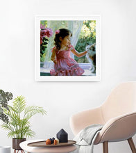 Load image into Gallery viewer, Young Girl and Her Cat Paint with Diamonds - Art Providore
