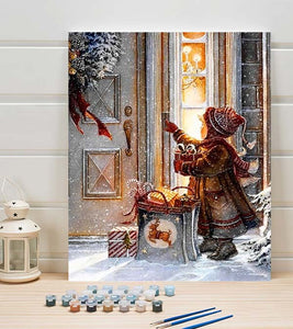 Snowy Christmas Night Paint by Numbers - Art Providore