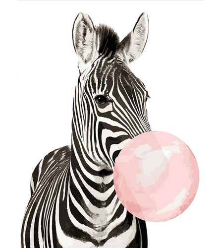 Bubble Gum Zebra Paint by Numbers - Art Providore