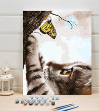 Load image into Gallery viewer, Cat and Butterfly Paint by Numbers - Art Providore