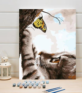 Cat and Butterfly Paint by Numbers - Art Providore