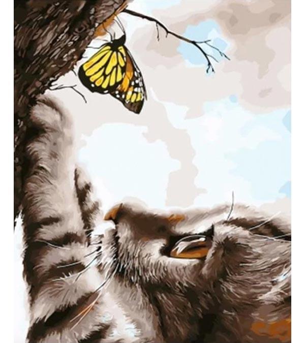 Cat and Butterfly Paint by Numbers - Art Providore