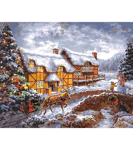 Christmas Snow Town Paint by Numbers - Art Providore
