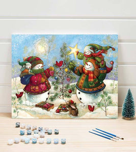Christmas Snowman Paint by Numbers - Art Providore
