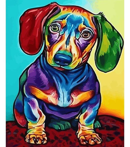 Colourful Dachshund Dog Paint by Numbers - Art Providore