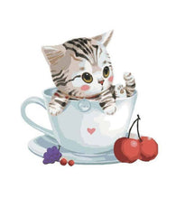 Load image into Gallery viewer, Cute Cat in Lovely Cup Paint by Numbers - Art Providore