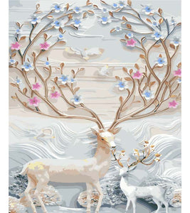 Floral Antler Deers Paint by Numbers - Art Providore