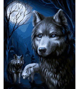 Full Moon Wolves Paint by Numbers - Art Providore