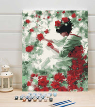 Load image into Gallery viewer, Girl Picking Up Flowers Paint by Numbers - Art Providore