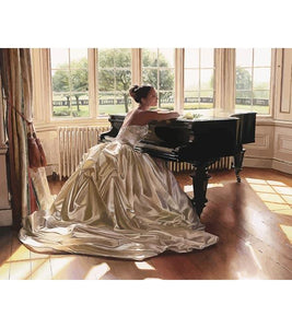 Piano Girl in Gown Paint by Numbers - Art Providore