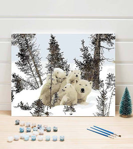 Polar Bear Family Paint by Numbers - Art Providore