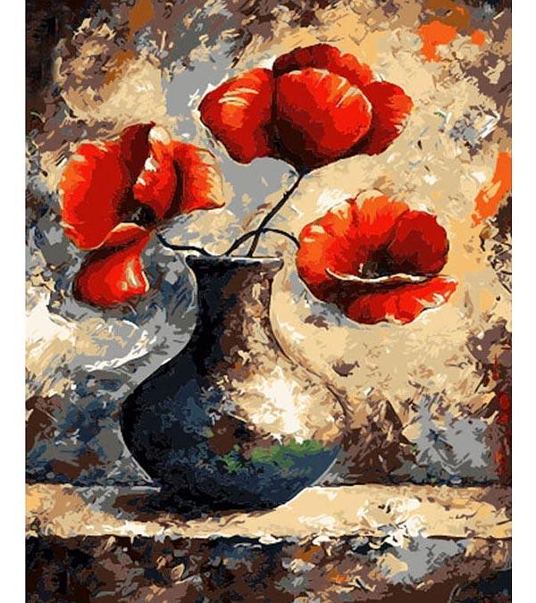 Poppies in a Vase Paint by Numbers - Art Providore