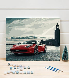 Red Ferrari Paint by Numbers - Art Providore
