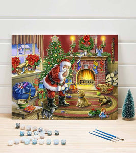 Santa Claus Delivering Christmas Gifts Paint by Numbers - Art Providore
