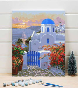 Santorini Sunrise Paint by Numbers - Art Providore