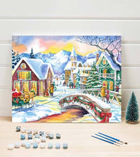 Load image into Gallery viewer, Snowy Christmas Town Paint by Numbers - Art Providore