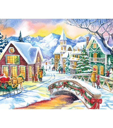 Snowy Christmas Town Paint by Numbers - Art Providore