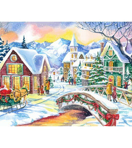 Snowy Christmas Town Paint by Numbers - Art Providore