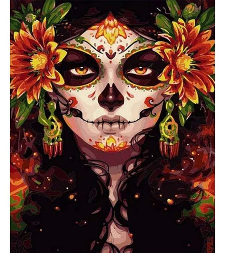 Sugar Skull Girl Paint by Numbers - Art Providore