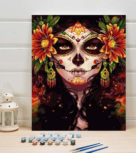 Sugar Skull Girl Paint by Numbers - Art Providore