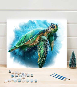 Swimming Sea Turtle Paint by Numbers - Art Providore