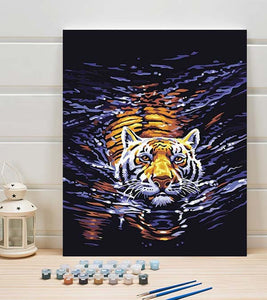 Swimming Tiger Paint by Numbers - Art Providore