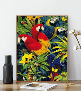 Tropical Parrots Paint by Numbers - Art Providore